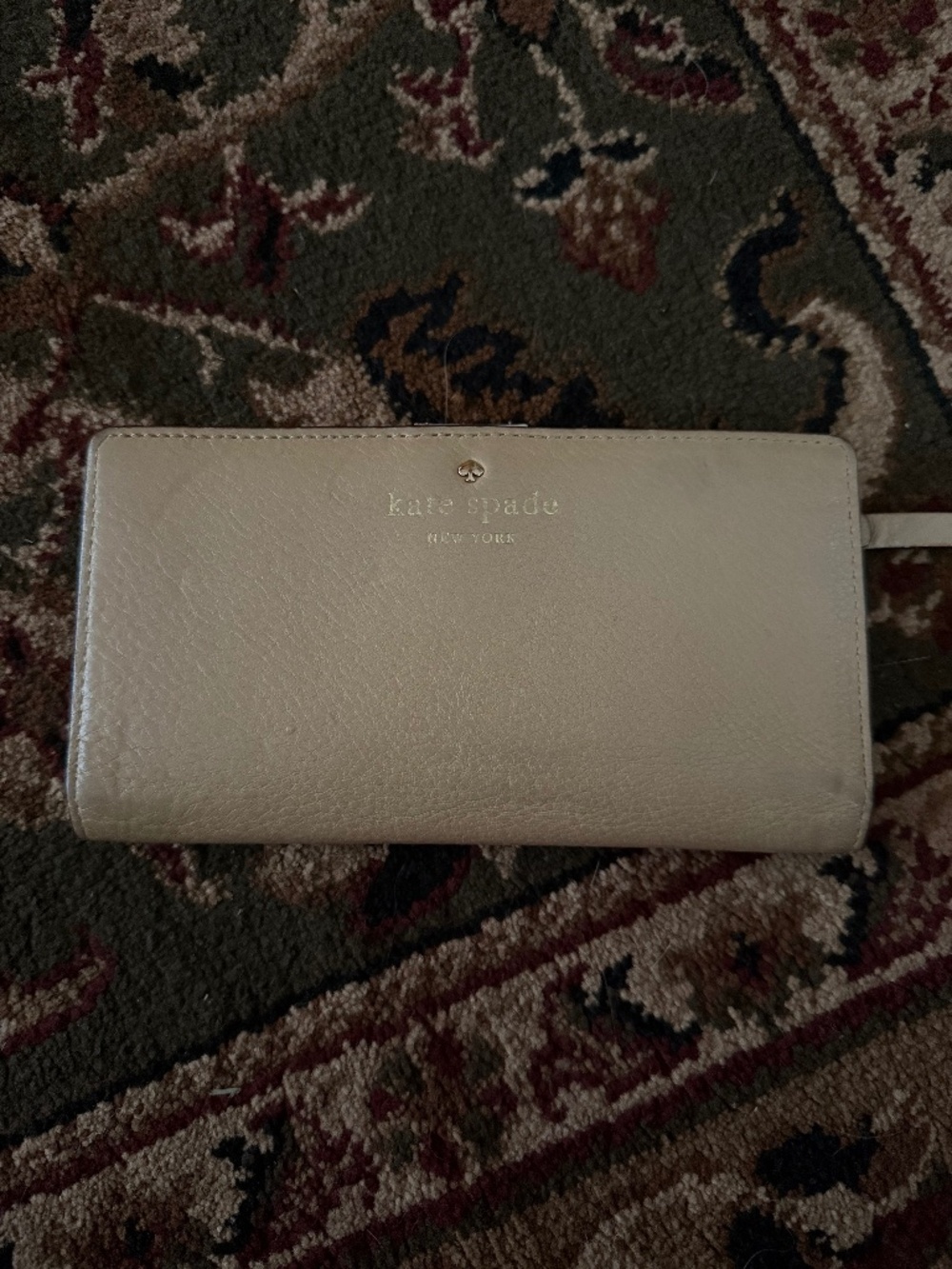 Kate Spade Tan and Cream Snap Wallet with Zippered Back